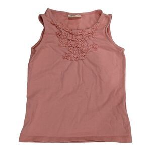 Mini Boden Pink Sleeveless tank Top ruffles kids toddler girls size 4 5